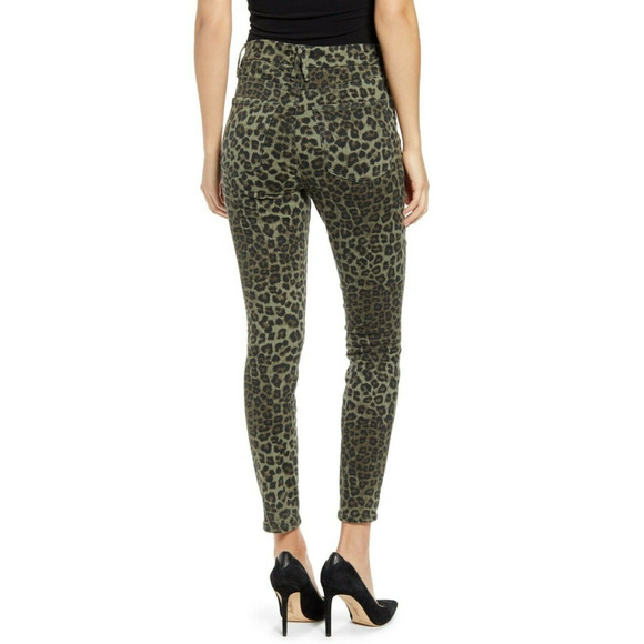 GOOD AMERICAN NWT Good Waist Crop in Sage Leopard Animal Print // 14 - Picture 2 of 11